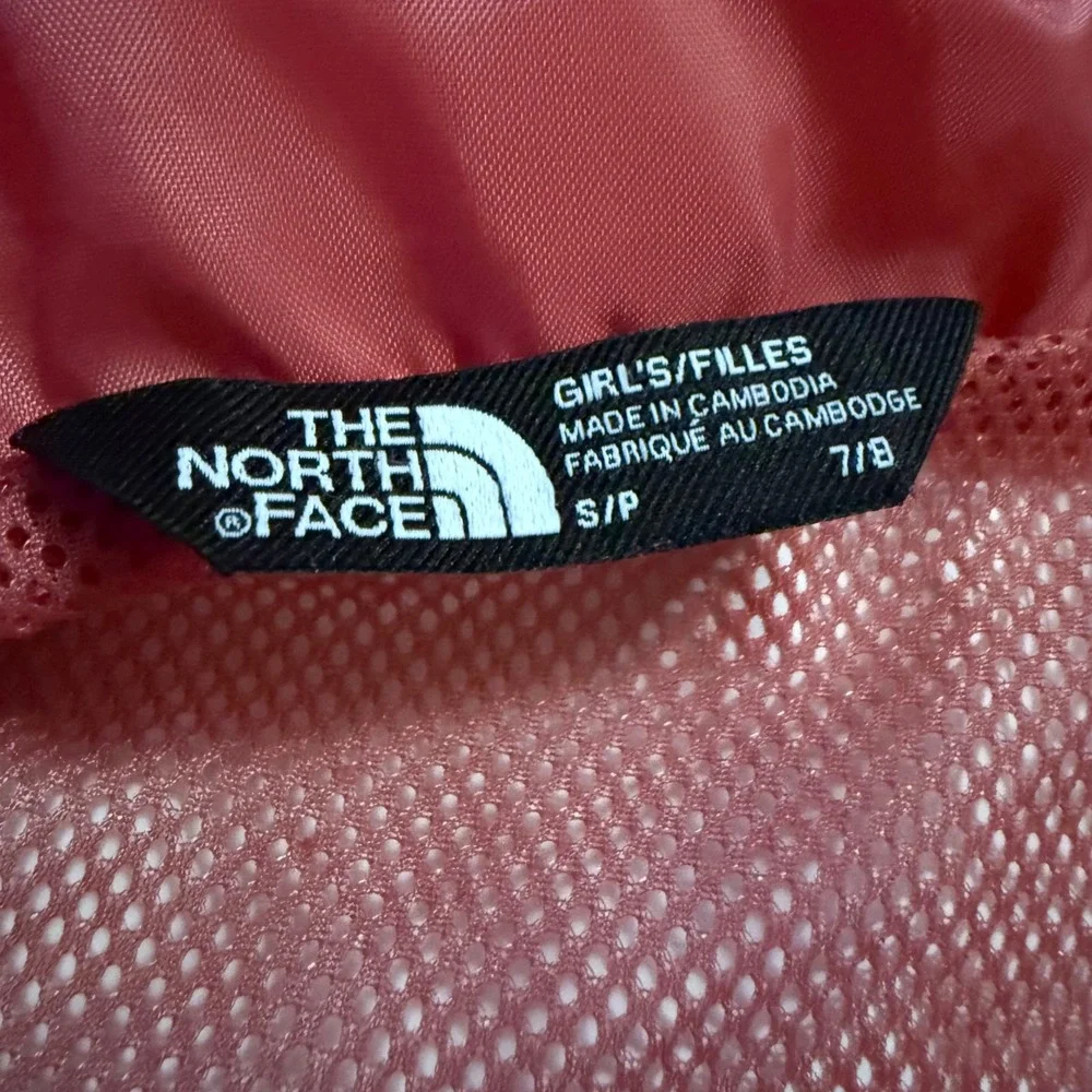 The North Face Girls Pink Tie Dye DryVent Rain Jacket Hooded Windbreaker S 7/8